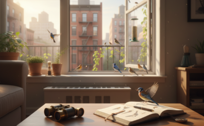 birds active time window watching